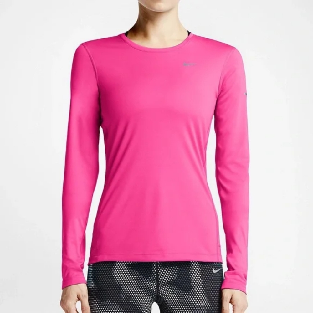 NEW!  Nike Running Long Sleeve Miler Running Athletic Top in Hot Pink